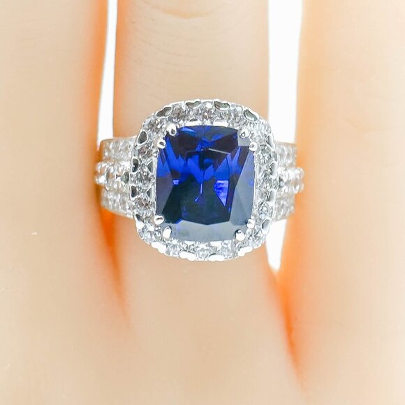 Bella Luce® Blue and White CZ Sterling Silver Ring Size 8 - Picture 5 of 6